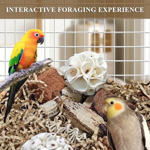 Natural Bird Foraging Toys, Shredding Toys Box,Cockatiel Toys,Bird Chew Toys for Parrots for Parakeets, Cockatiels, Budgies,Lovebirds and Other Small to Medium Birds(Nature Color) in Saudi Arabia