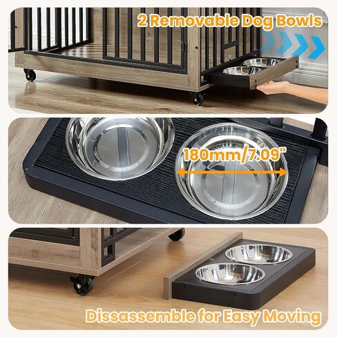 Rovibek Dog Crate TV Stand ، 75 بوصة ، قفص كلب مزدوج ، أثاث قفص الكلب لكلاب ، بيوت الكلاب الداخلية مع الأبواب المزدوجة ، قفص الكلاب مع مقسم قابل للإزالة للكلاب المتوسطة الكبيرة ، بني in Saudi Arabia