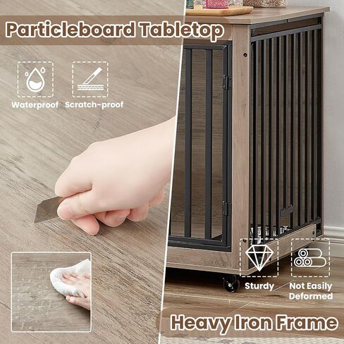 Rovibek Dog Crate TV Stand ، 75 بوصة ، قفص كلب مزدوج ، أثاث قفص الكلب لكلاب ، بيوت الكلاب الداخلية مع الأبواب المزدوجة ، قفص الكلاب مع مقسم قابل للإزالة للكلاب المتوسطة الكبيرة ، بني in Saudi Arabia