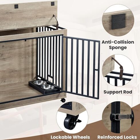 Rovibek Dog Crate TV Stand ، 75 بوصة ، قفص كلب مزدوج ، أثاث قفص الكلب لكلاب ، بيوت الكلاب الداخلية مع الأبواب المزدوجة ، قفص الكلاب مع مقسم قابل للإزالة للكلاب المتوسطة الكبيرة ، بني in Saudi Arabia