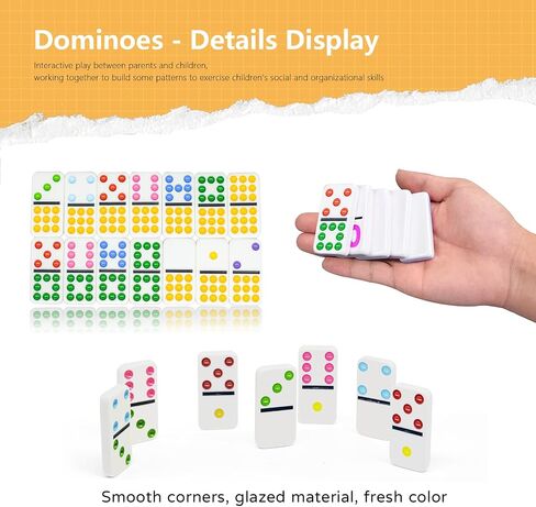 Dominos Set for Adults in Quilted Carrying Bag, Double 9 Dominoes Set for Travel, 55 Tiles, Portable Dominoes Set for Family (Double 9, Floral) in Saudi Arabia
