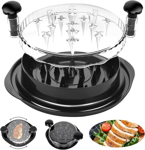 Chicken Shredder Pro, Chicken Shredder Tool Twist for Effortlessly Shredding Chicken and Vegetables, 10.8" Visible Meat Shredder with Transparent Lid, Ergonomic Handle, Non-Slip Base, BPA Free (Black) in Saudi Arabia