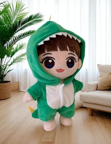 20cm Plush Doll Clothes. Black Hoodie & Blue Jeans, Two Pieces Set. Clothes Only. Plush Doll Is Not Included in Kuwait