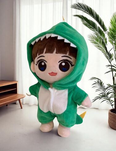 20cm Plush Doll Clothes. Black Hoodie & Blue Jeans, Two Pieces Set. Clothes Only. Plush Doll Is Not Included in Kuwait
