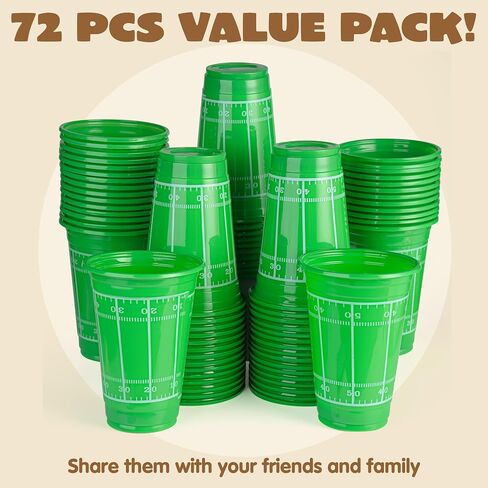 JOYIN 72 Pcs 16oz Football Plastic Cups, Disposable Party Cups Tableware for Football Party, Tailgate Events, Birthday Party Supplies Favors, Football Decorations in Saudi Arabia