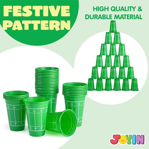 JOYIN 72 Pcs 16oz Football Plastic Cups, Disposable Party Cups Tableware for Football Party, Tailgate Events, Birthday Party Supplies Favors, Football Decorations in Saudi Arabia
