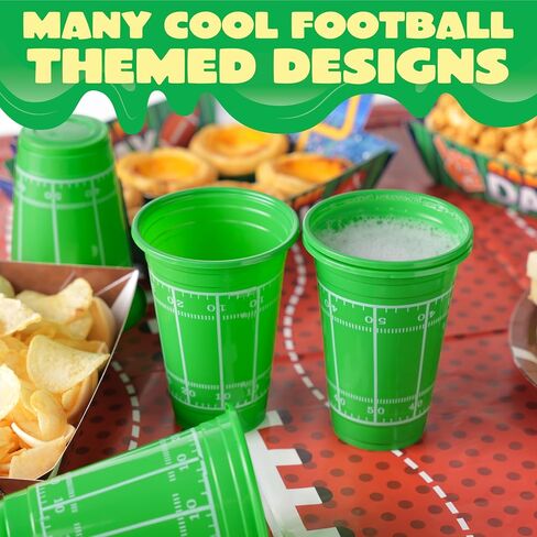 JOYIN 72 Pcs 16oz Football Plastic Cups, Disposable Party Cups Tableware for Football Party, Tailgate Events, Birthday Party Supplies Favors, Football Decorations in Saudi Arabia