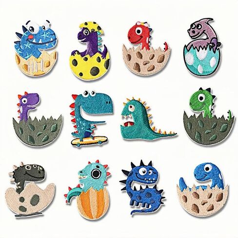 9 Pcs Dinosaur Iron On Patches - DIY Embroidered Iron Patches - Cute Dinosaur Patches Kids Iron On Patches for Clothes，Jeans，Backpacks, Hats (Various Sizes) in Saudi Arabia