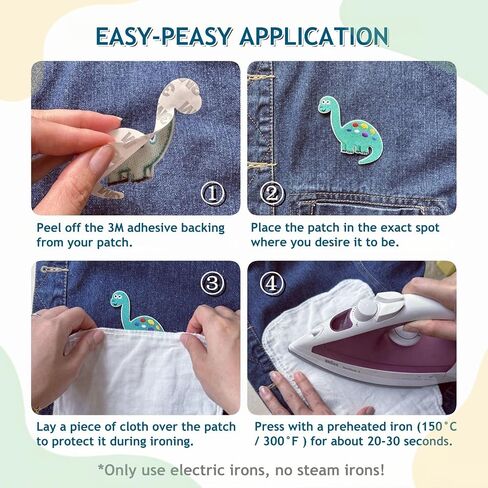 9 Pcs Dinosaur Iron On Patches - DIY Embroidered Iron Patches - Cute Dinosaur Patches Kids Iron On Patches for Clothes，Jeans，Backpacks, Hats (Various Sizes) in Saudi Arabia