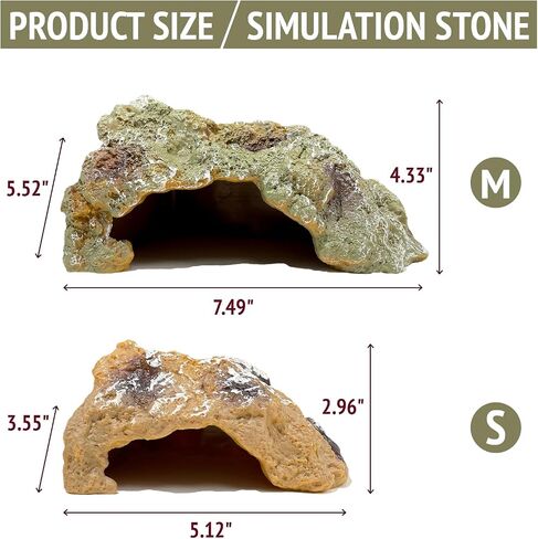 Reptile Hide Cave,Resin Rock for Reptile and Amphibians,Terrarium & Aquarium Habitat Hideout for Bearded Dragons,Lizards,Snakes,Turtles,Geckos,Ball Pythons(Small) in Saudi Arabia