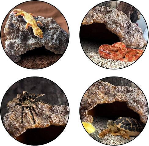 Reptile Hide Cave,Resin Rock for Reptile and Amphibians,Terrarium & Aquarium Habitat Hideout for Bearded Dragons,Lizards,Snakes,Turtles,Geckos,Ball Pythons(Small) in Saudi Arabia