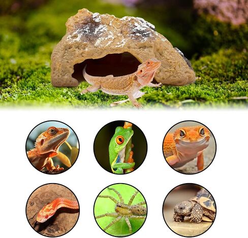 Reptile Hide Cave,Resin Rock for Reptile and Amphibians,Terrarium & Aquarium Habitat Hideout for Bearded Dragons,Lizards,Snakes,Turtles,Geckos,Ball Pythons(Small) in Saudi Arabia