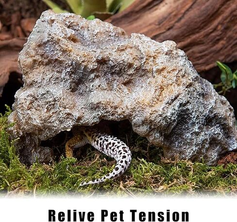 Reptile Hide Cave,Resin Rock for Reptile and Amphibians,Terrarium & Aquarium Habitat Hideout for Bearded Dragons,Lizards,Snakes,Turtles,Geckos,Ball Pythons(Small) in Saudi Arabia