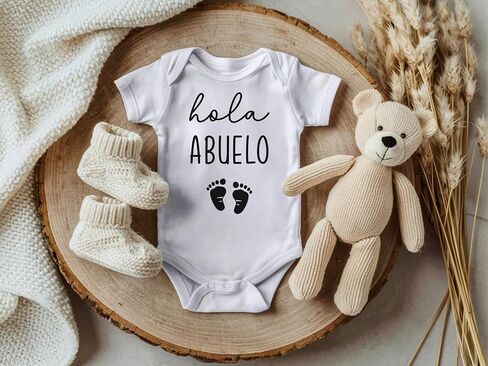 Hola Abuelo Pregnancy Announcement Infant Bodysuit for Spanish Grandpa | Abuelito Gift in Saudi Arabia
