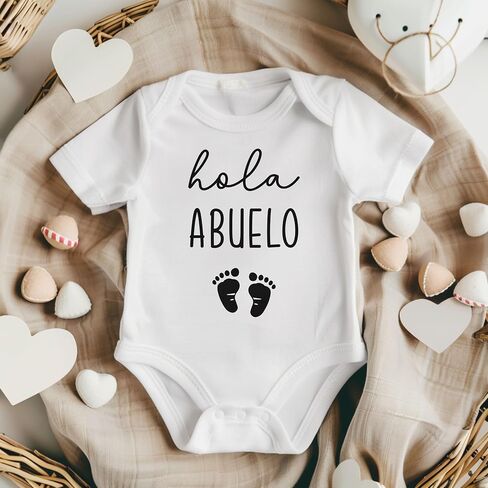 Hola Abuelo Pregnancy Announcement Infant Bodysuit for Spanish Grandpa | Abuelito Gift in Saudi Arabia