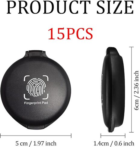 15PCS Black Fingerprint Ink Pads, Mini Portable Thumbprint Ink Pad for Notary Supplies Identification Security ID Fingerprint Cards Law Enforcement Fingerprint Kit Home Office Use in Kuwait