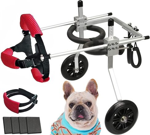 Dog Wheelchair for Back Legs Adjustable Dog Carts with Wheels Small Wheelchair for Dogs with Disabled Hind Legs Walking, with 4PCS Rear Leg Protection Pads - M in Saudi Arabia