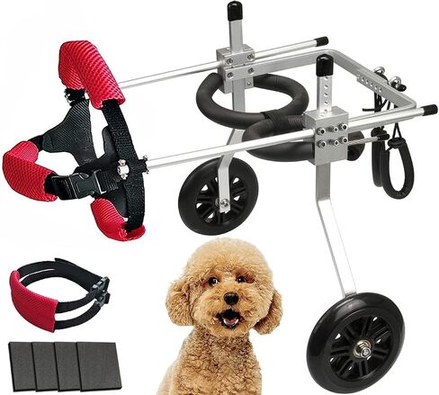 Dog Wheelchair for Back Legs Adjustable Dog Carts with Wheels Small Wheelchair for Dogs with Disabled Hind Legs Walking, with 4PCS Rear Leg Protection Pads - M in Saudi Arabia