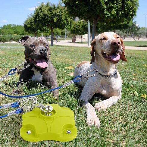 Heavy-Duty Dog Tie Out Stake with 2X20FT Tangle-Free Cables-360° Swivel Anchor, 200LBS Capacity-Stainless Steel&Aluminum Alloy for Two Dogs (Outdoor Camping/Yard)(Dog Stake+2X20ft Cable/200lbs) in Kuwait