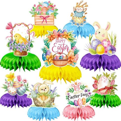 8 PCS Dinosaur Birthday Party Decorations Supplies for 1 2 3 5 Year Old Girls Boys, 7.9inch Big Honeycomb Centerpiece Table Decorations, Multi-colored Dinosaurs Party Favors for kids 4-8 Jamonxi in Kuwait