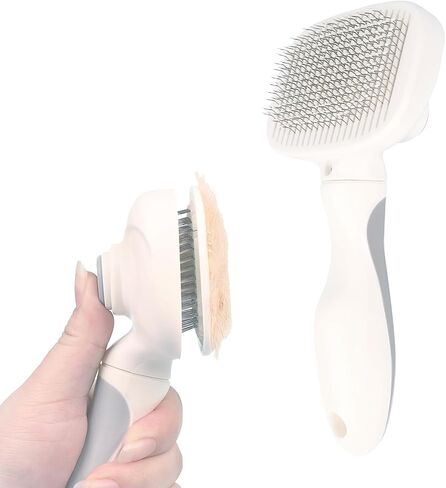 PAKEWAY Cat Brush with Pet Nail Clippers, Dog Brush for Shedding and Grooming, Self Cleaning Cat Brush with Release Button, Pet Brush for Short, Medium & Long Hair in Saudi Arabia