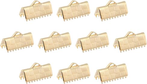 uxcell 150Pcs Ribbon End Crimp Clamps, 6mm Stripe Texture Pinch Cord End Clasps for Ribbon Lace Bookmark Ends Keychain DIY Bracelet Making, White Silver in Kuwait