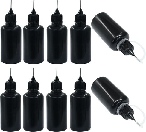 Kemcatui 10pcs زجاجة قضيب الدقة الدقة ، 10 مل زجاجة الزجاجة الزجاجة المعادن نصيحة نصيحة ، زجاجة الاستغناء الصغيرة للطلاء ، الغراء ، الزيت ، الحرف اليدوية (أسود ، 0.34 أوقية) in Kuwait