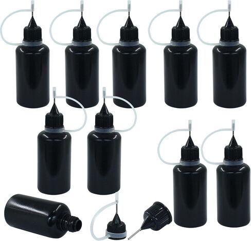 Kemcatui 10pcs زجاجة قضيب الدقة الدقة ، 10 مل زجاجة الزجاجة الزجاجة المعادن نصيحة نصيحة ، زجاجة الاستغناء الصغيرة للطلاء ، الغراء ، الزيت ، الحرف اليدوية (أسود ، 0.34 أوقية) in Kuwait
