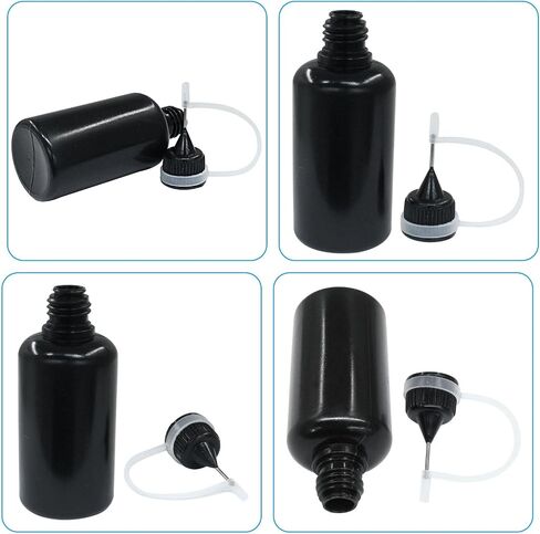 Kemcatui 10pcs زجاجة قضيب الدقة الدقة ، 10 مل زجاجة الزجاجة الزجاجة المعادن نصيحة نصيحة ، زجاجة الاستغناء الصغيرة للطلاء ، الغراء ، الزيت ، الحرف اليدوية (أسود ، 0.34 أوقية) in Kuwait