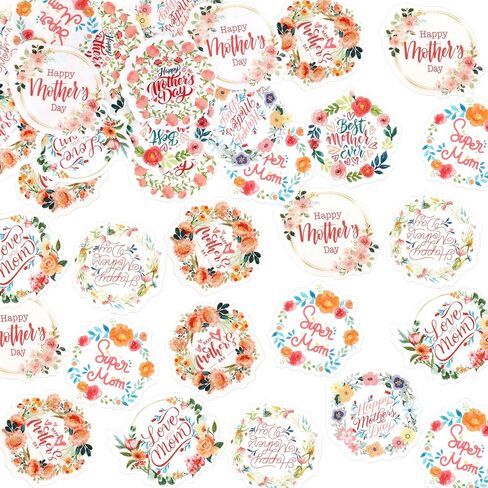 56 Pcs Edible Cupcake Toppers with Floral Decorations for Mother's Day, Mom's Birthday, and Best Mom Ever Celebrations (Mother's Day Round) in Saudi Arabia
