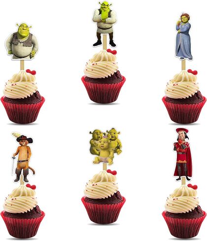 Shrk Cupcake Toppers – Cute Ogre Themed Birthday Decorations | Fun Party Cake Picks for Shrk Themed Celebrations and Events in Kuwait