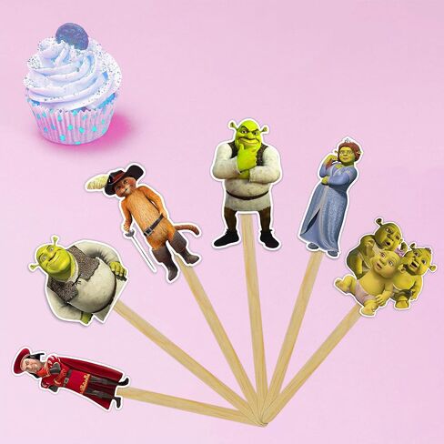 Shrk Cupcake Toppers – Cute Ogre Themed Birthday Decorations | Fun Party Cake Picks for Shrk Themed Celebrations and Events in Kuwait