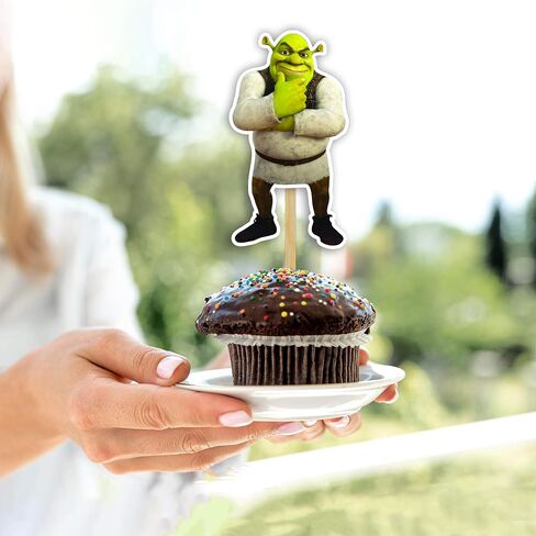 Shrk Cupcake Toppers – Cute Ogre Themed Birthday Decorations | Fun Party Cake Picks for Shrk Themed Celebrations and Events in Kuwait