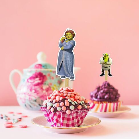 Shrk Cupcake Toppers – Cute Ogre Themed Birthday Decorations | Fun Party Cake Picks for Shrk Themed Celebrations and Events in Kuwait