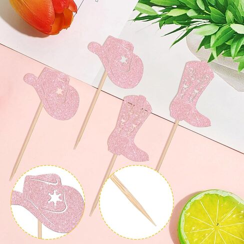 24 PCS Cowboy Cupcake Toppers Glitter Cowgirl Hats Boots Cupcake يختار ديكورات الحزب الغربي للأولاد الفتيات الغربيين موضوعًا للاستحمام طفل عيد ميلاد ديكورات كعكة in Kuwait