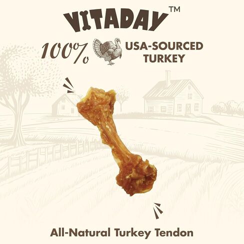 Turkey Tendon for Dogs – 100% Natural, USA-Sourced, High-Protein, Low-Fat, Long-Lasting Dog Chew, Rawhide Alternative, Hypoallergenic Puppy & Dog Treats, Strips in Kuwait