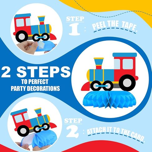 9 Pack Train Table Decorations - Train Party Decorations for Kids' Birthday and Baby Shower - Train Table Toppers in Kuwait