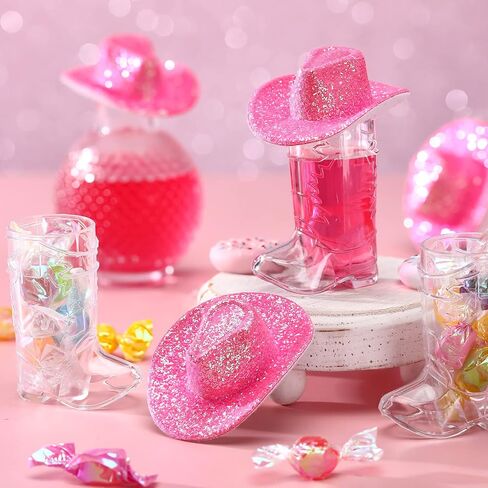 Vesici 20 PCS Glitter Mini Cowgirl Hat Tiny Cowboy Shot Glass Decor in Kuwait