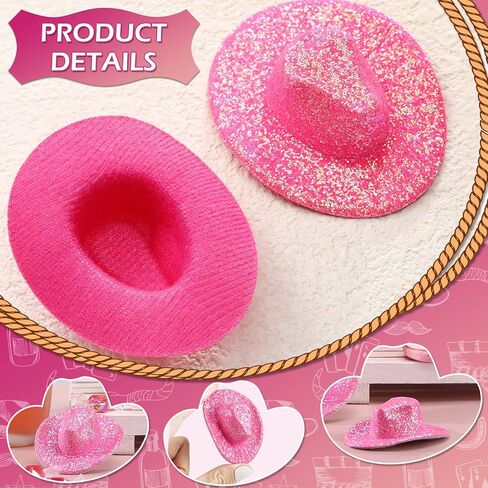 Vesici 20 PCS Glitter Mini Cowgirl Hat Tiny Cowboy Shot Glass Decor in Kuwait