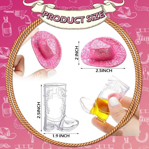 Vesici 20 PCS Glitter Mini Cowgirl Hat Tiny Cowboy Shot Glass Decor in Kuwait