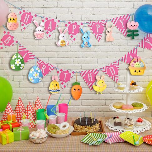 13 Pcs Easter Ornaments for Tree Felt Bunny Eggs Hanging Decorations Craft Fabric Sewing Kit Party Favors for Easter Activities DIY Making Gifts in Kuwait