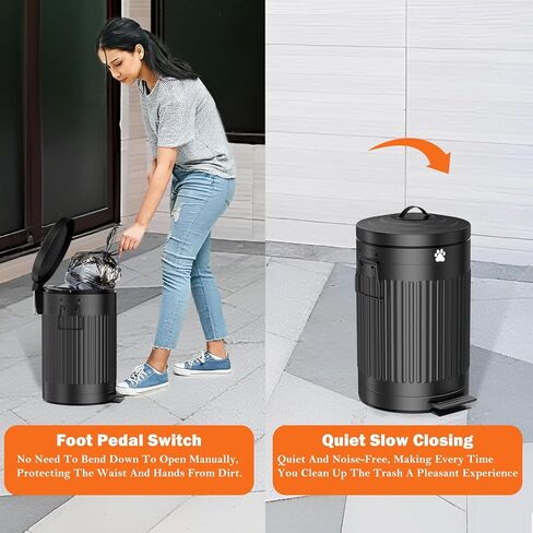 يمكن للقمامة أنبوب الكلب في الخارج ، 12L/3.1GAL Metal Dog Estrash علبة القمامة مع الغطاء ، دواسة القدم ، حاوية نفايات الكلاب مع 40 حقيبة نفايات ، دلو أنبوب الكلب مع غطاء ناعم للحيوانات الأليفة ، CAN الأسود المستدير in Kuwait