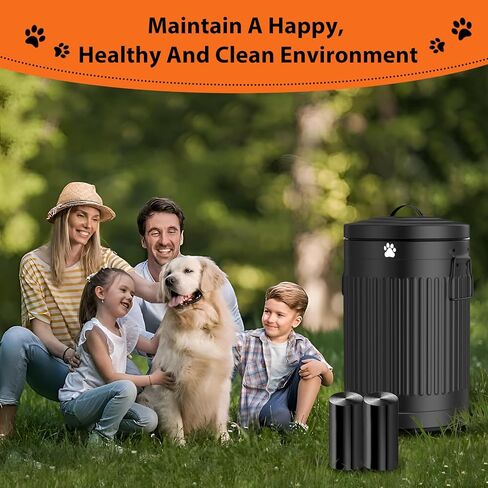 يمكن للقمامة أنبوب الكلب في الخارج ، 12L/3.1GAL Metal Dog Estrash علبة القمامة مع الغطاء ، دواسة القدم ، حاوية نفايات الكلاب مع 40 حقيبة نفايات ، دلو أنبوب الكلب مع غطاء ناعم للحيوانات الأليفة ، CAN الأسود المستدير in Kuwait