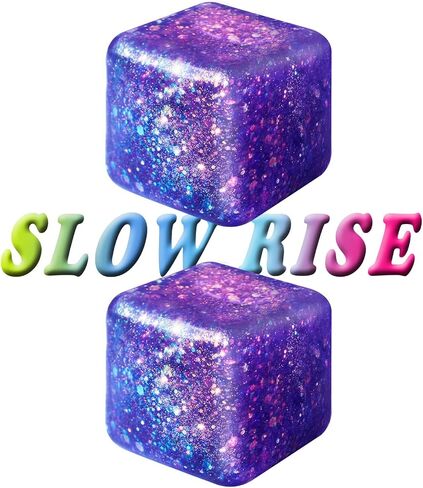 3Pcs Stress Cubes Mini Small ice Squishy Bulk for Kids Adults Slow Rise Glitter Nice Relief Balls Squeeze Sensory Pack for Anxiety, Funny Gifts for Holiday/Birthday/Classroom(Purple Blue Pink) in Saudi Arabia