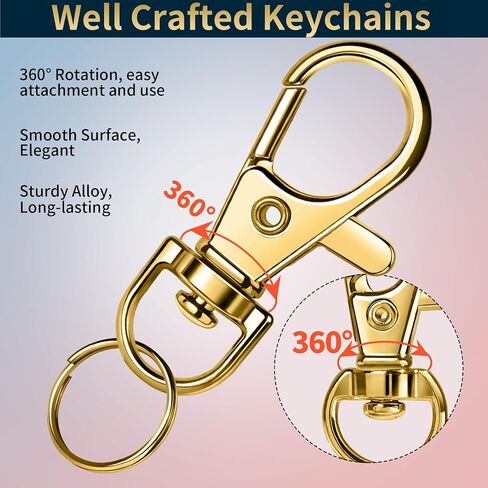 LEOBRO 60 PCS Swivel Snap Hooks and Key Rings, Keychain Clips and Key Chain Rings, Lobster Claw Clasps for Key Chains, Jewelry, Crafts, Gold in Saudi Arabia