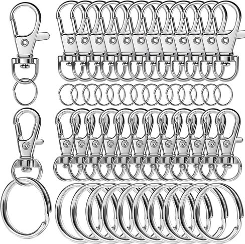 LEOBRO 60 PCS Swivel Snap Hooks and Key Rings, Keychain Clips and Key Chain Rings, Lobster Claw Clasps for Key Chains, Jewelry, Crafts, Gold in Saudi Arabia