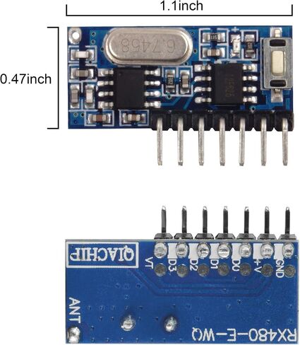 QIACHIP 20 Sets RX480E 433MHz RF Wireless Transmitter and Receiver Module + RF 433MHz Copper Spring Antenna Kit, High Frequency Super Regenerative Transceiver Module for Arduino Burglar Alarm in Kuwait