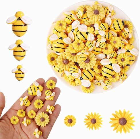 90pcs راتنج راتنج صغير صغير ديكور حديقة نحلة زخارف زخارف بلاستيكية صغيرة للحرف اليدوية الزخارف الزخمة الزخارف الزخارف (مزيج النحل العسل) in Saudi Arabia
