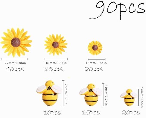 90pcs راتنج راتنج صغير صغير ديكور حديقة نحلة زخارف زخارف بلاستيكية صغيرة للحرف اليدوية الزخارف الزخمة الزخارف الزخارف (مزيج النحل العسل) in Saudi Arabia