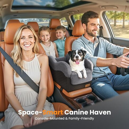 محمولة مقعد صغير للكلب للسيارة ، معززة مقعد السيارة بالوحدة الفاخرة في مركز الكلاب مع تشيترات السلامة ، حاملة السفر للحيوانات الأليفة لسيارات الدفع الرباعي ، شاحنة (سوداء/رمادي) in Kuwait